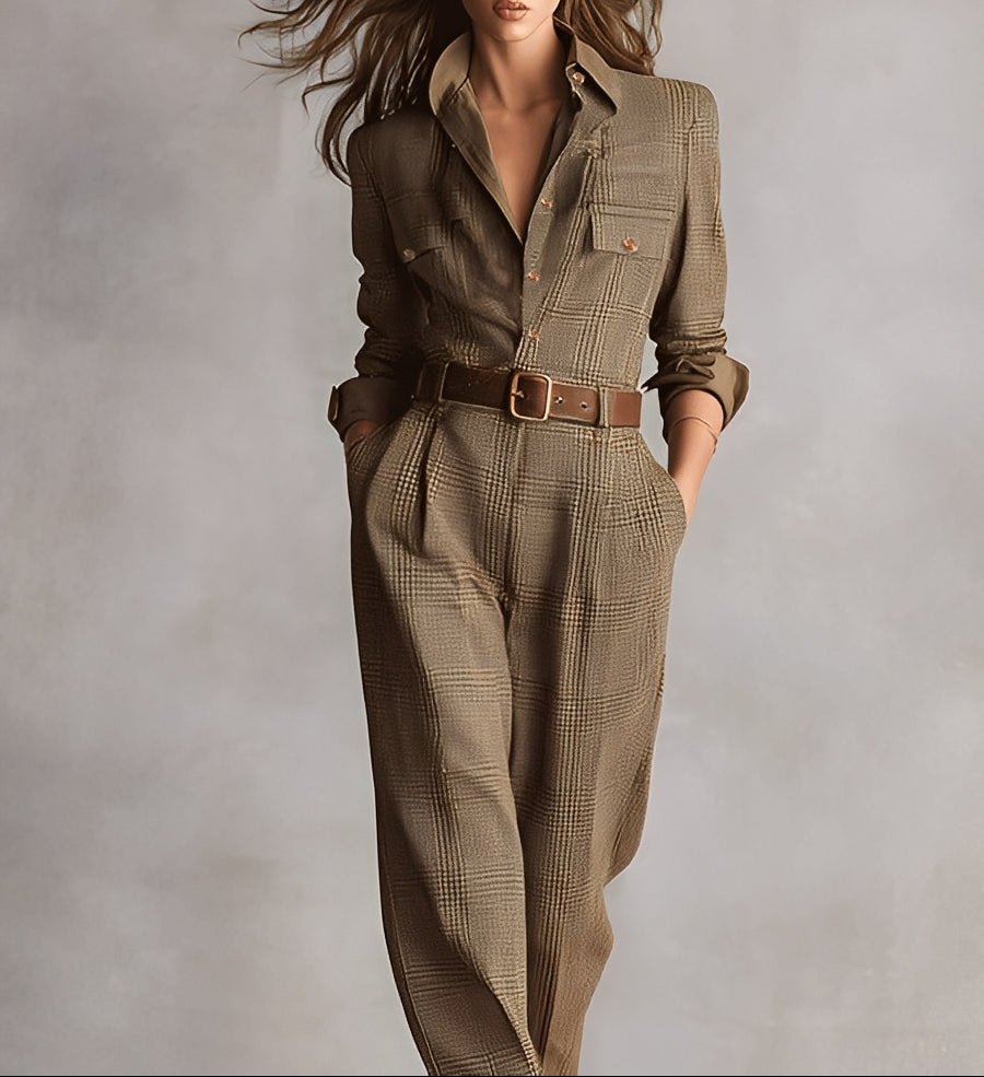 Celia | Combinaison marron aux détails raffinés