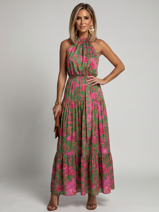 Robe Midi Drapée à Col Halter ROWEN