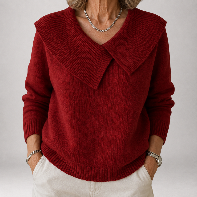 Solenne™ | Pull oversize à col châle en maille