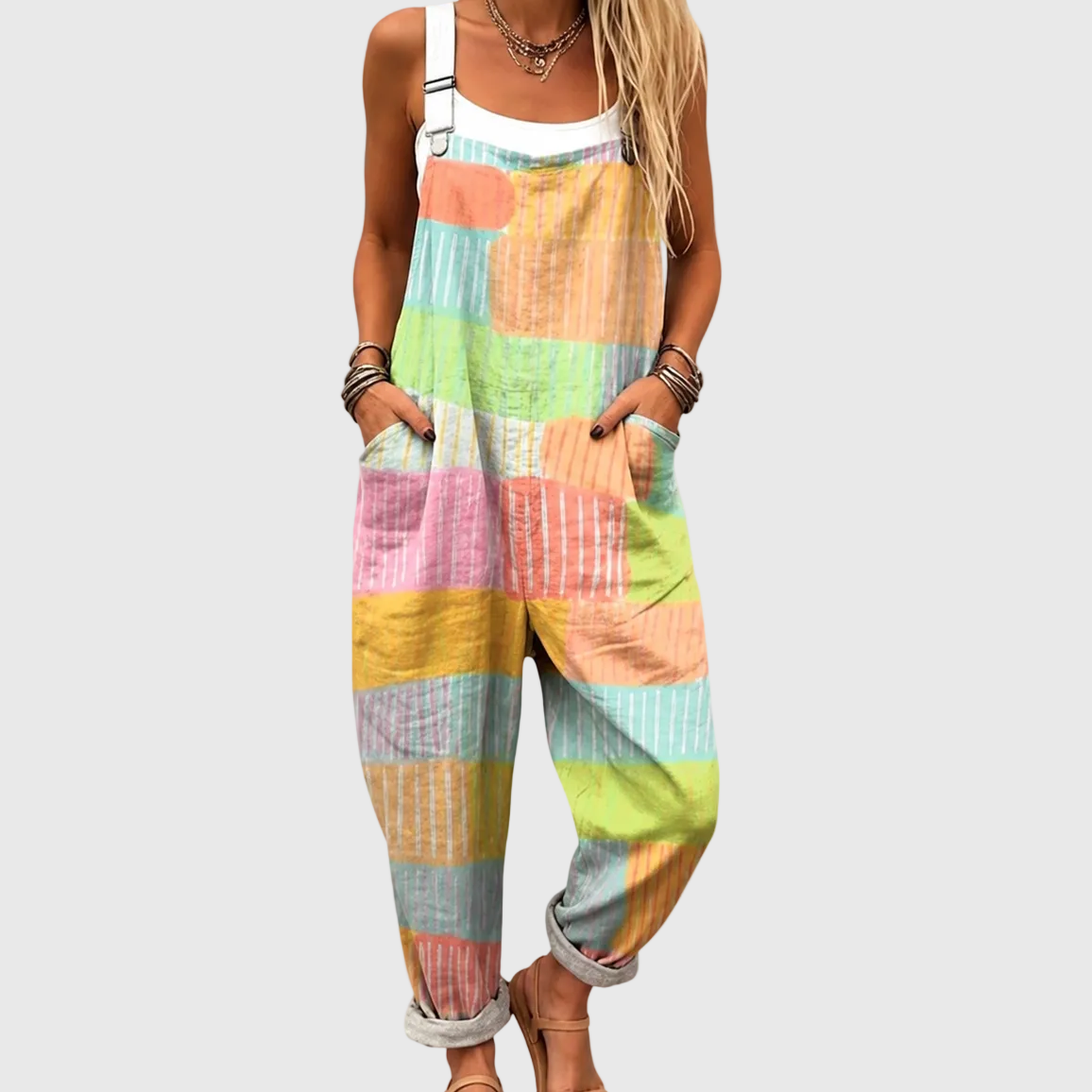 Salopette patchwork pastel confort