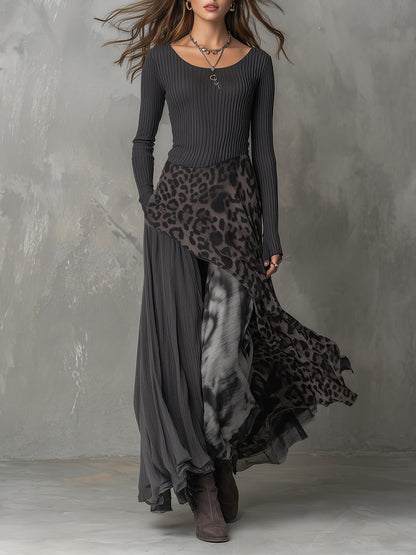 Martina | Robe longue de style bohème à imprimé léopard • S1