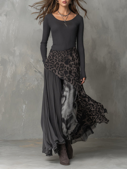 Martina | Robe longue de style bohème à imprimé léopard • S1