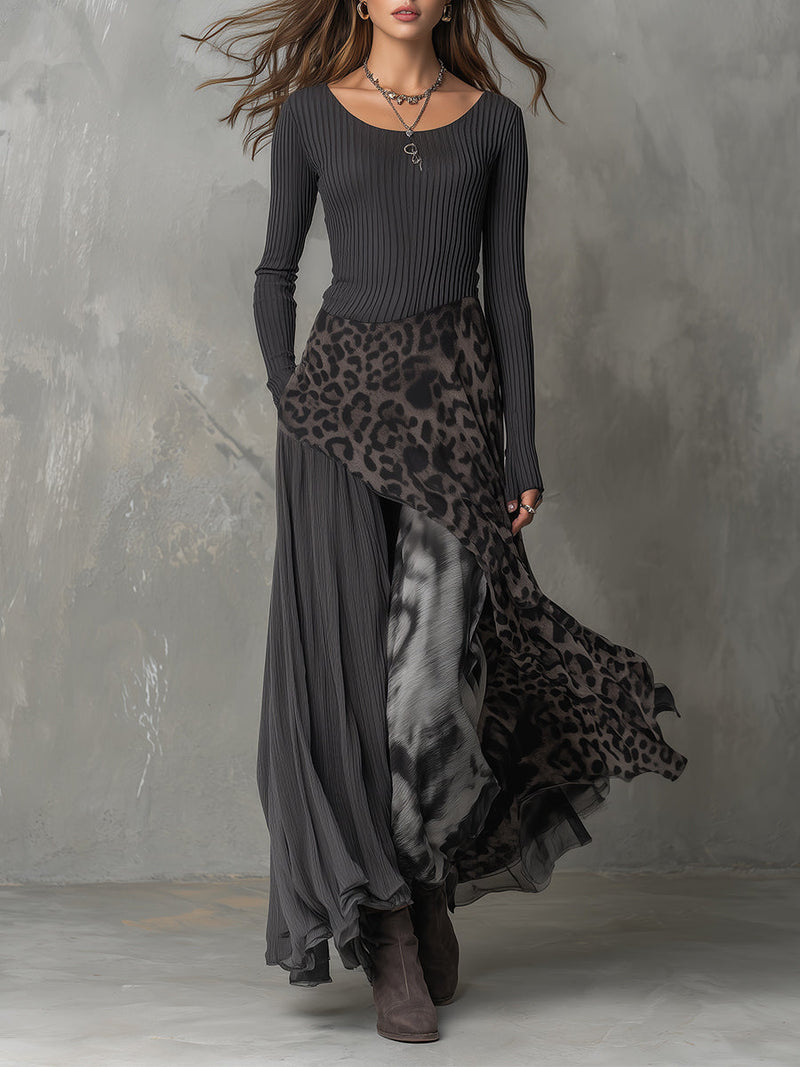 Martina | Robe longue de style bohème à imprimé léopard • S1
