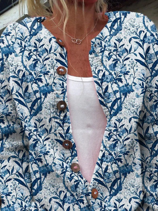 Tiverly™ | Cardigan boutonné vintage à fleurs