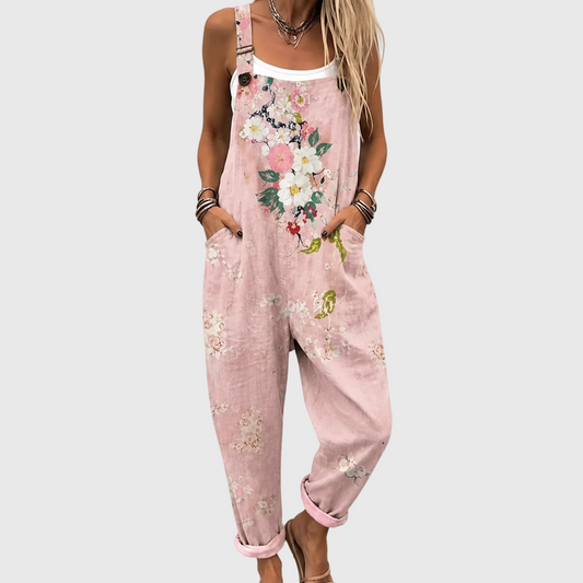 Combinaison fleurie rose au confort doux
