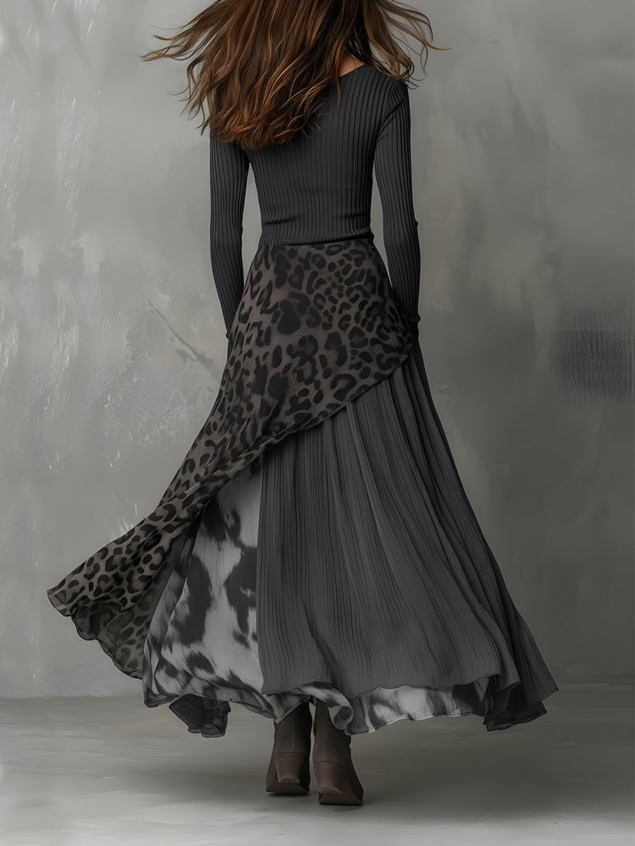 Martina | Robe longue de style bohème à imprimé léopard • S1