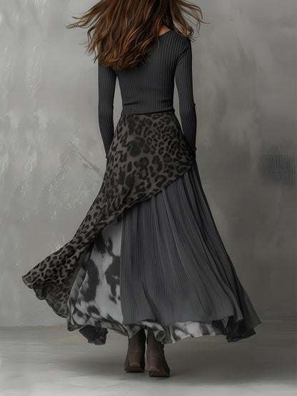 Martina | Robe longue de style bohème à imprimé léopard • S1