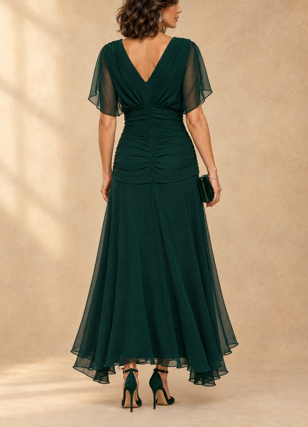 Emma | Robe longue de soirée drapée col V