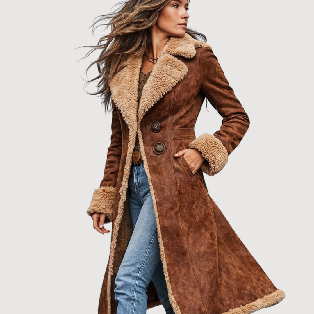 Manteau d'hiver en peau lainée