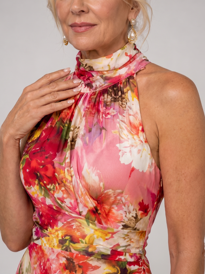 Robe Longue Florale à Col Halter ELISABETTA