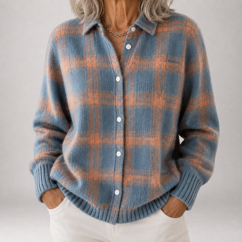 Sabine™ | Cardigan chemise en carreaux brossés
