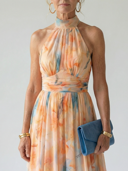 Robe Midi Douce à Col Halter ELIN