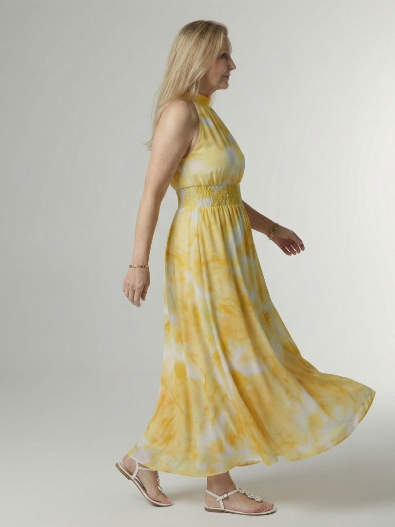 Robe Midi Froncée à Col Halter SYLIN