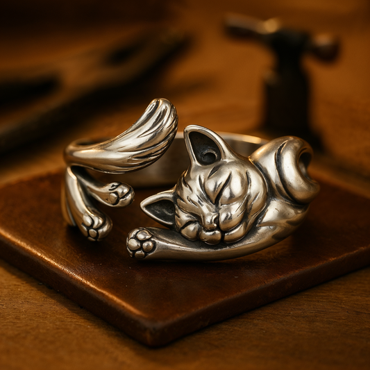MARIANNE | Bague vintage motif chat
