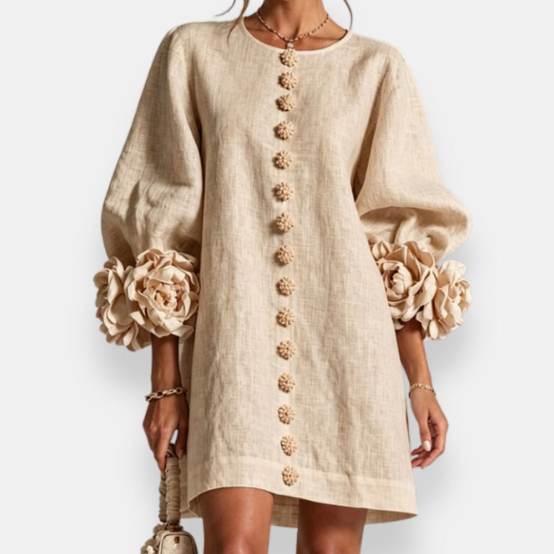 Robe Boutonnée à Poignets Fleuris DARLENE