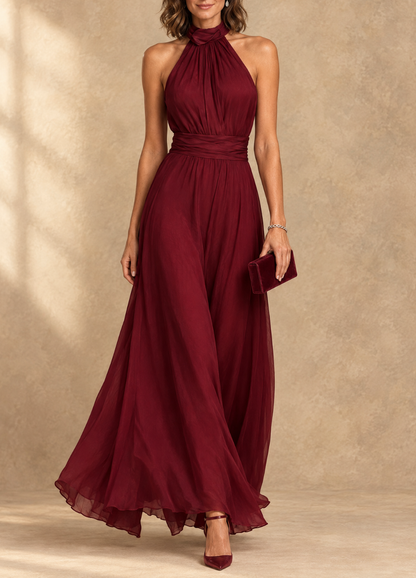 Paula | Robe longue en mousseline col licou