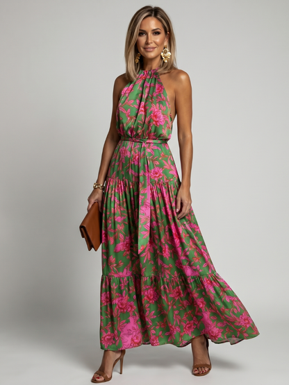 Robe Midi Drapée à Col Halter ROWEN