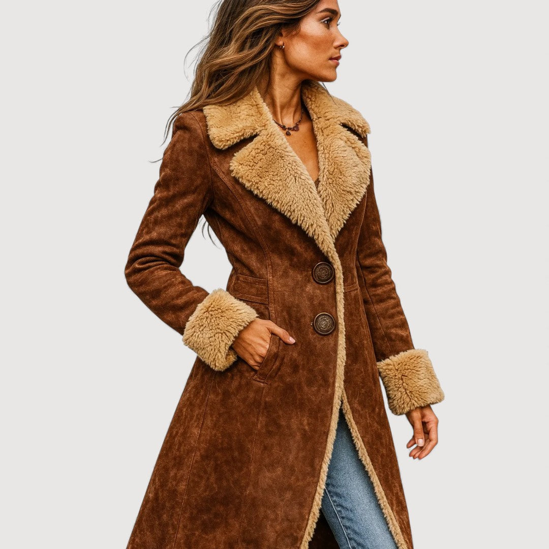 Manteau d'hiver en peau lainée