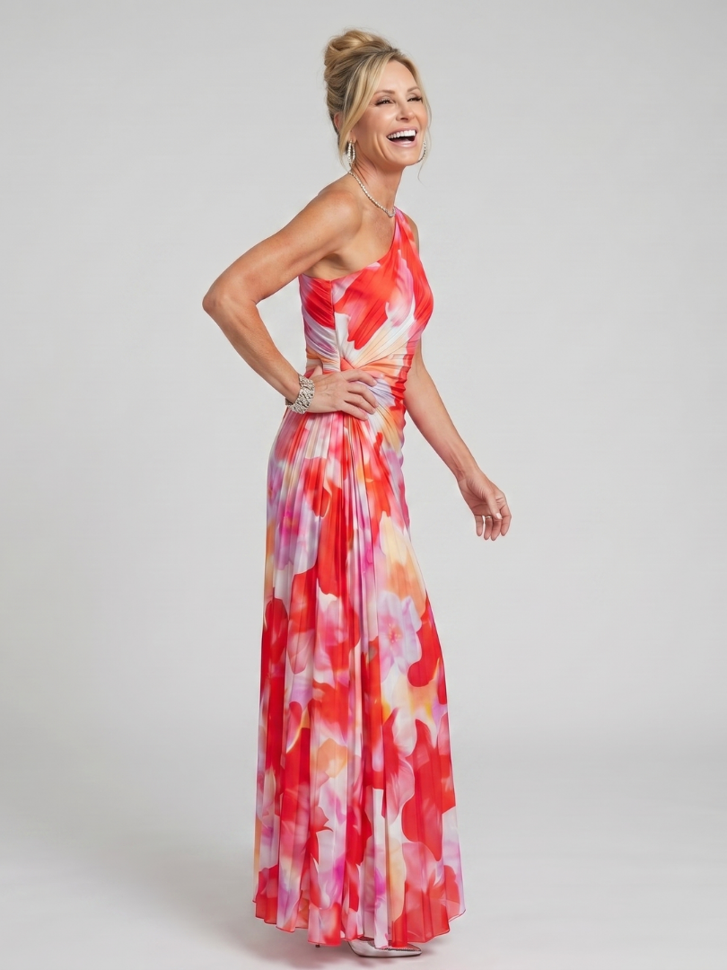Robe Midi à Une Épaule et Buste Plissé TAYA