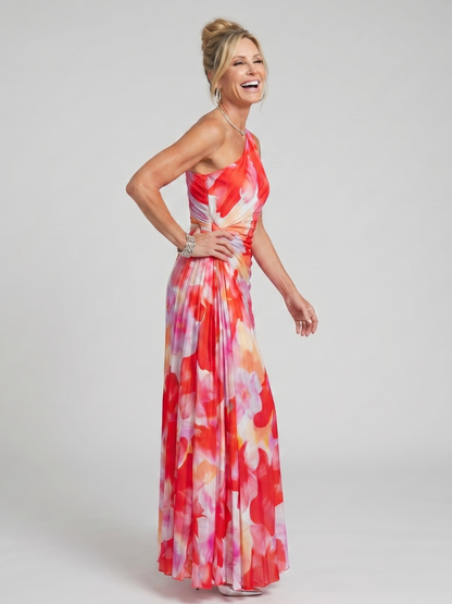 Robe Midi à Une Épaule et Buste Plissé TAYA