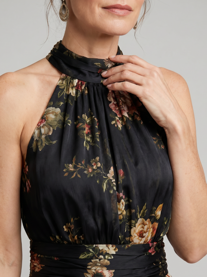 Robe Midi Florale à Col Halter SIOR