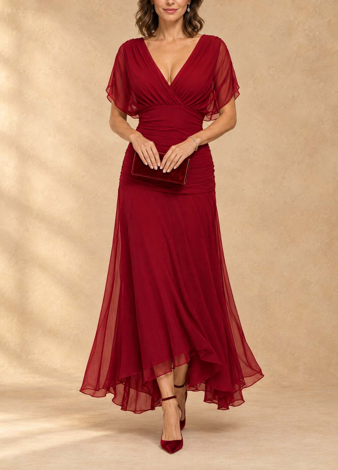 Emma | Robe longue de soirée drapée col V