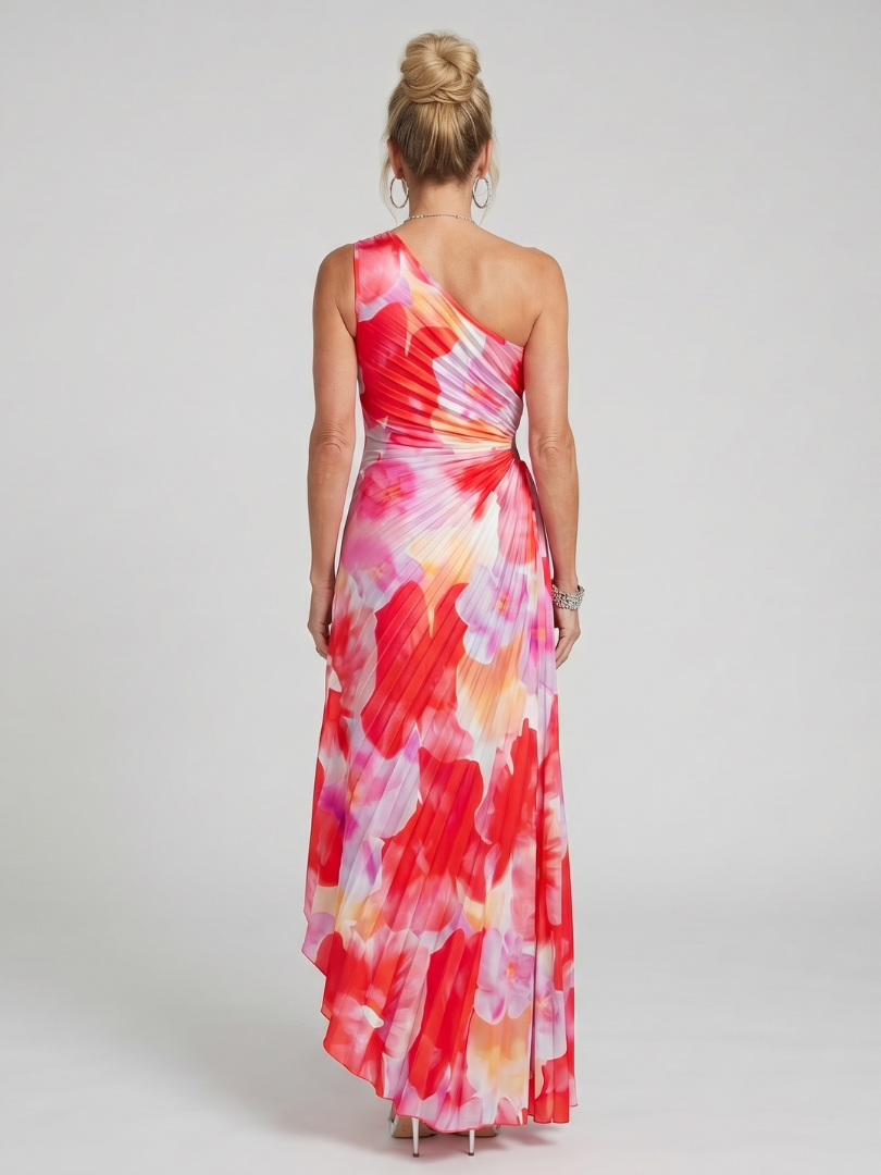 Robe Midi à Une Épaule et Buste Plissé TAYA