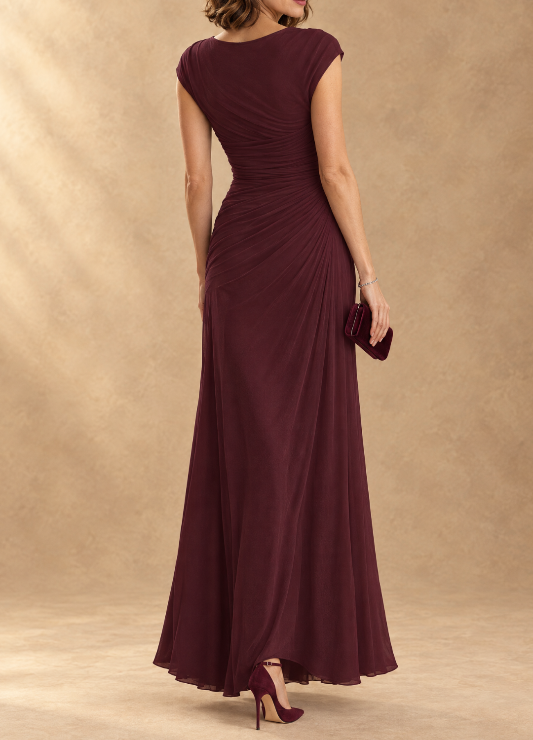 Cynthia | Robe longue drapée col bénitier