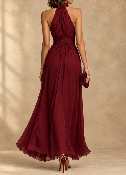 Paula | Robe longue en mousseline col licou