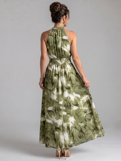 Robe Midi à Taille Froncée et Imprimé Abstrait OLIVIA