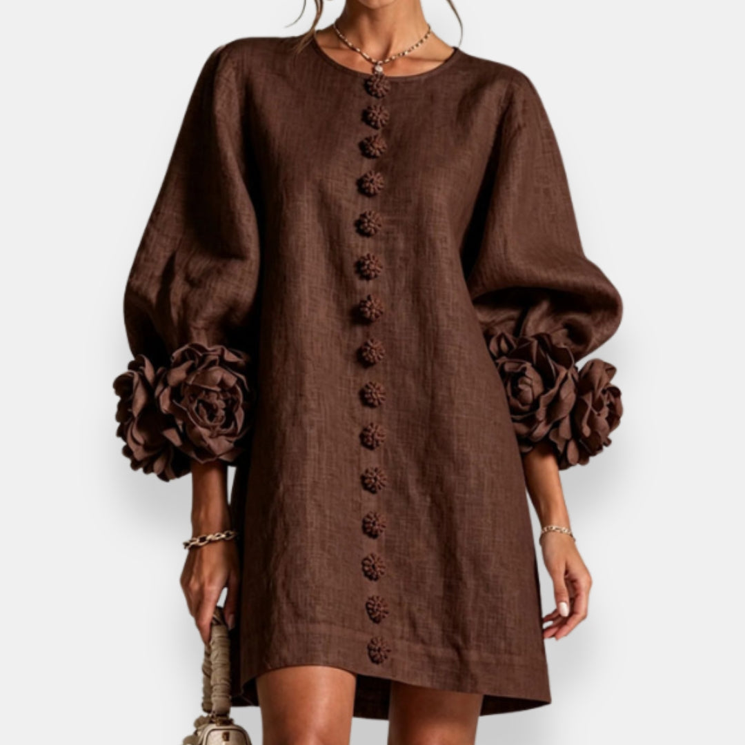 Robe Boutonnée à Poignets Fleuris DARLENE