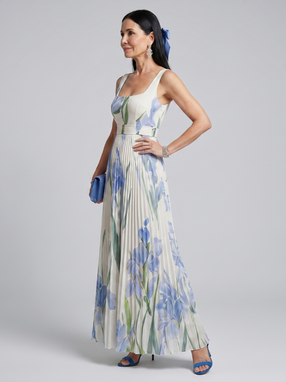 Robe Midi Sans Manches à Encolure Carrée et Imprimé Floral OPHELIA