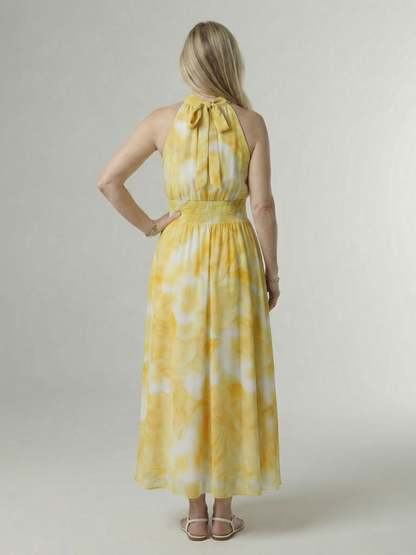 Robe Midi Froncée à Col Halter SYLIN