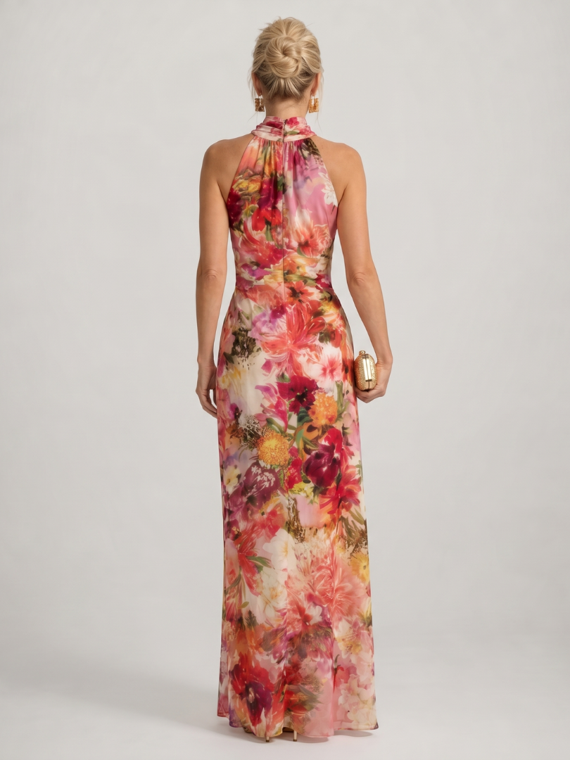 Robe Longue Florale à Col Halter ELISABETTA