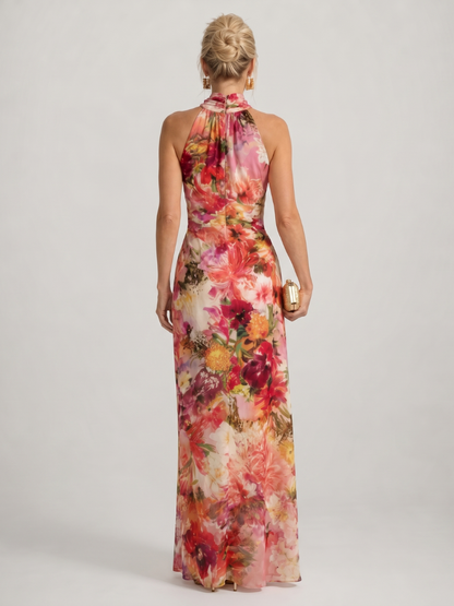 Robe Longue Florale à Col Halter ELISABETTA