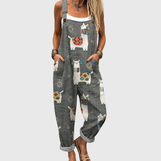 Combinaison douce grise motif lamas