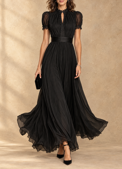 Elia | Robe longue froncée à encolure goutte
