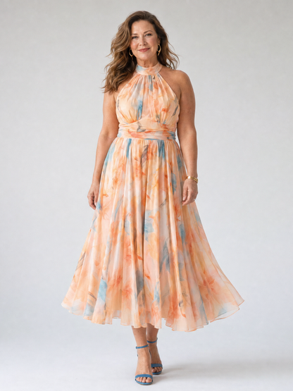 Robe Midi Douce à Col Halter ELIN