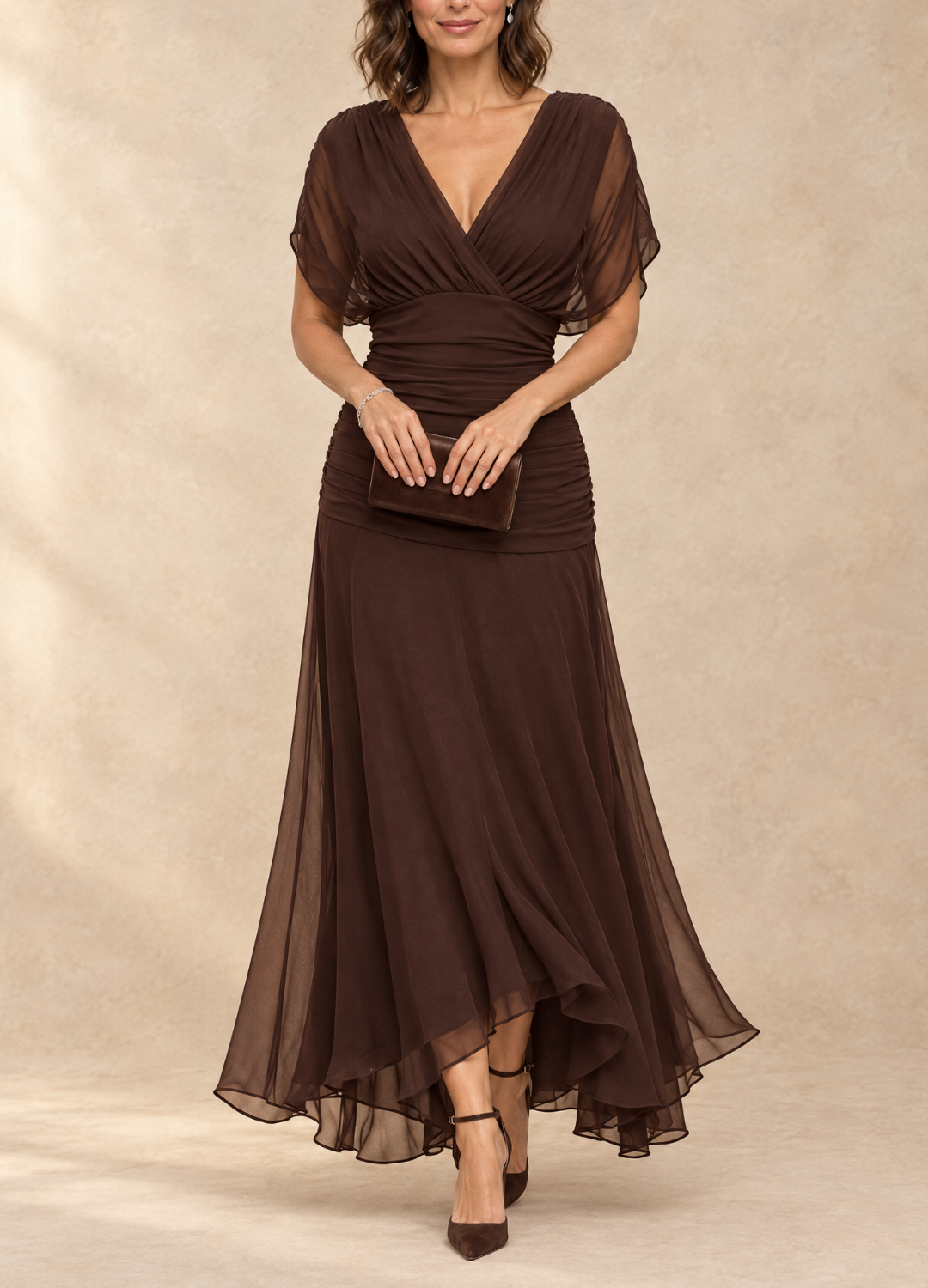 Emma | Robe longue de soirée drapée col V