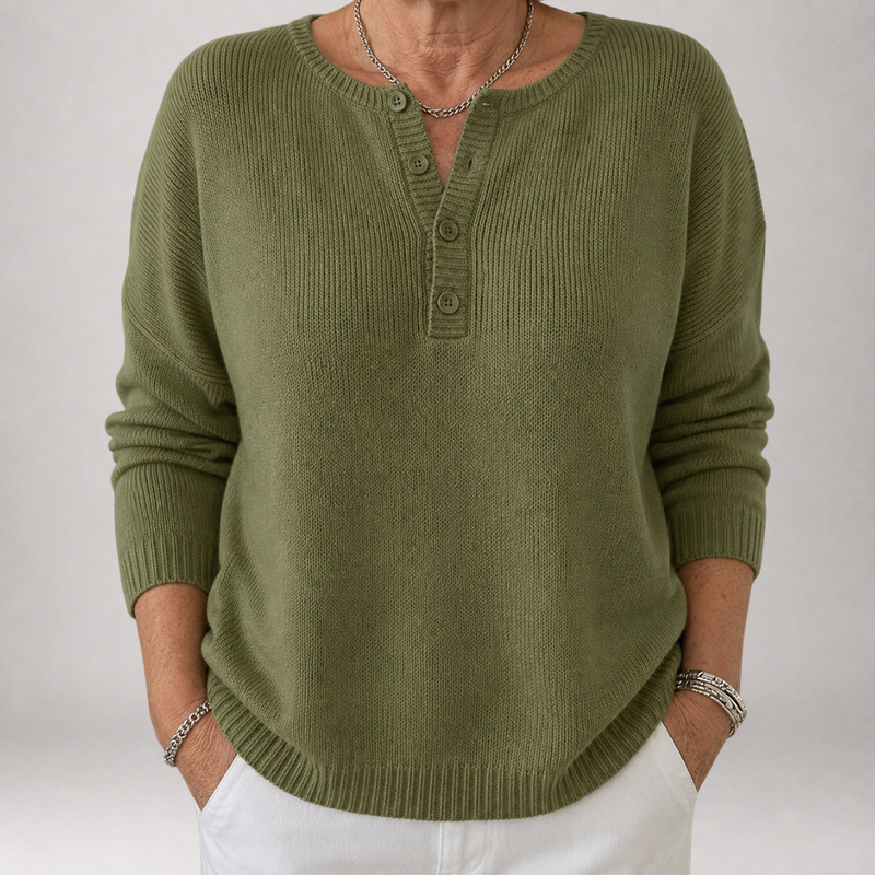 Faylinn™ | Pull en maille à patte henley boutonnée