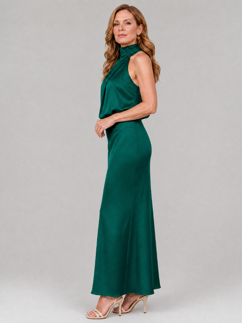 Robe Midi Sans Manches à Col Drapé NOPAL