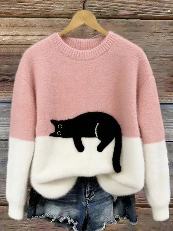 Pull motif chat violet