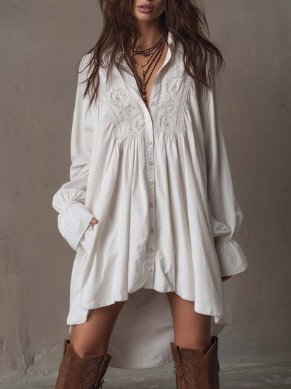 Lucia | Robe chemise à détails dentelle