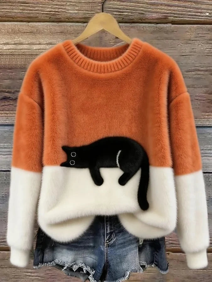 Pull motif chat noir