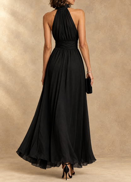 Paula | Robe longue en mousseline col licou
