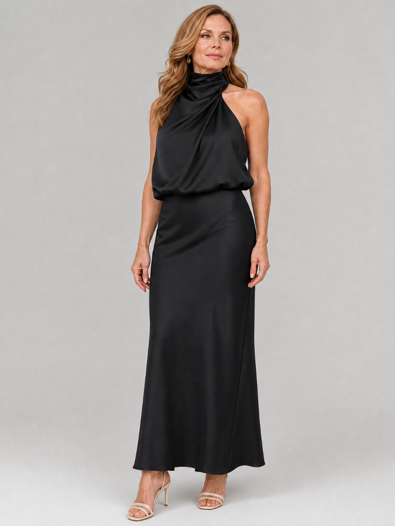 Robe Midi Sans Manches à Col Drapé NOPAL