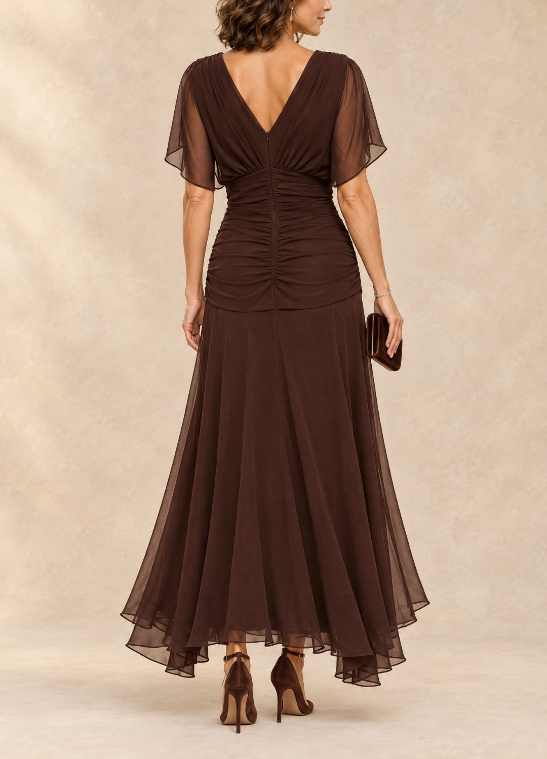 Emma | Robe longue de soirée drapée col V