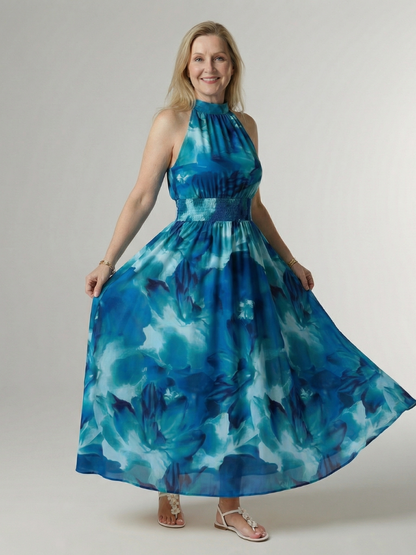 Robe Midi Froncée à Col Halter SYLIN