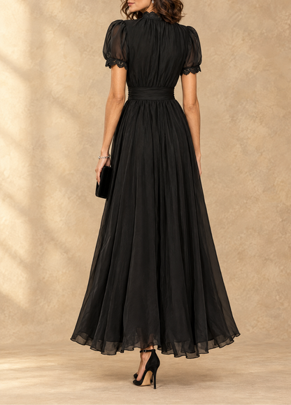 Elia | Robe longue froncée à encolure goutte