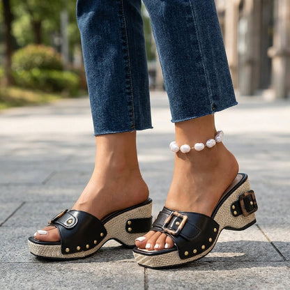 Selena Sandales à talons compensés